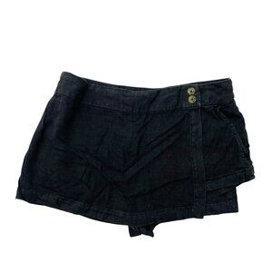 Free People Black Linen Blend Skort Shorts